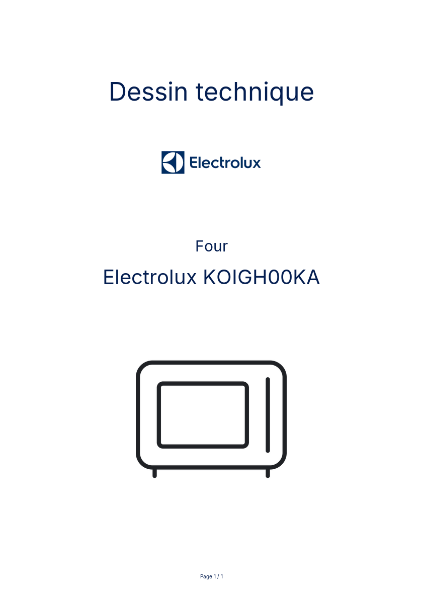 Page n°1 - Dessin technique Electrolux KOIGH00KA