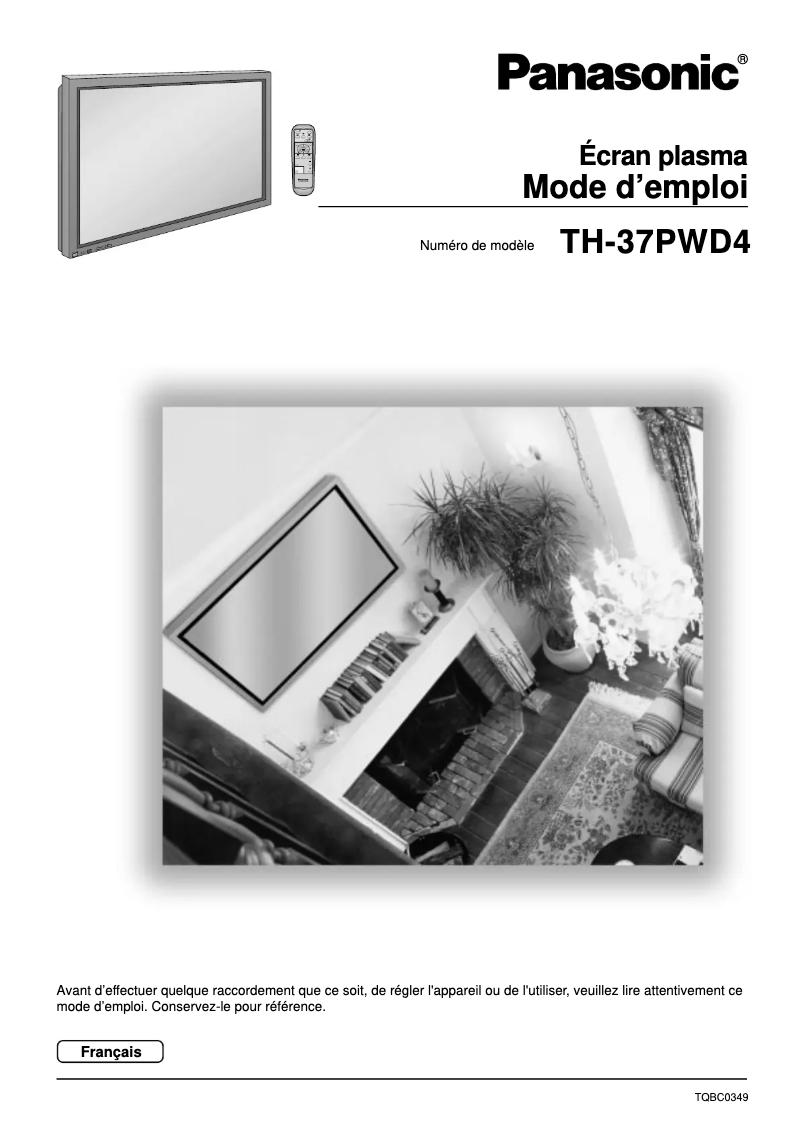 Imagen de la primera página del manual del dispositivo Viera TH-37PWD4EX