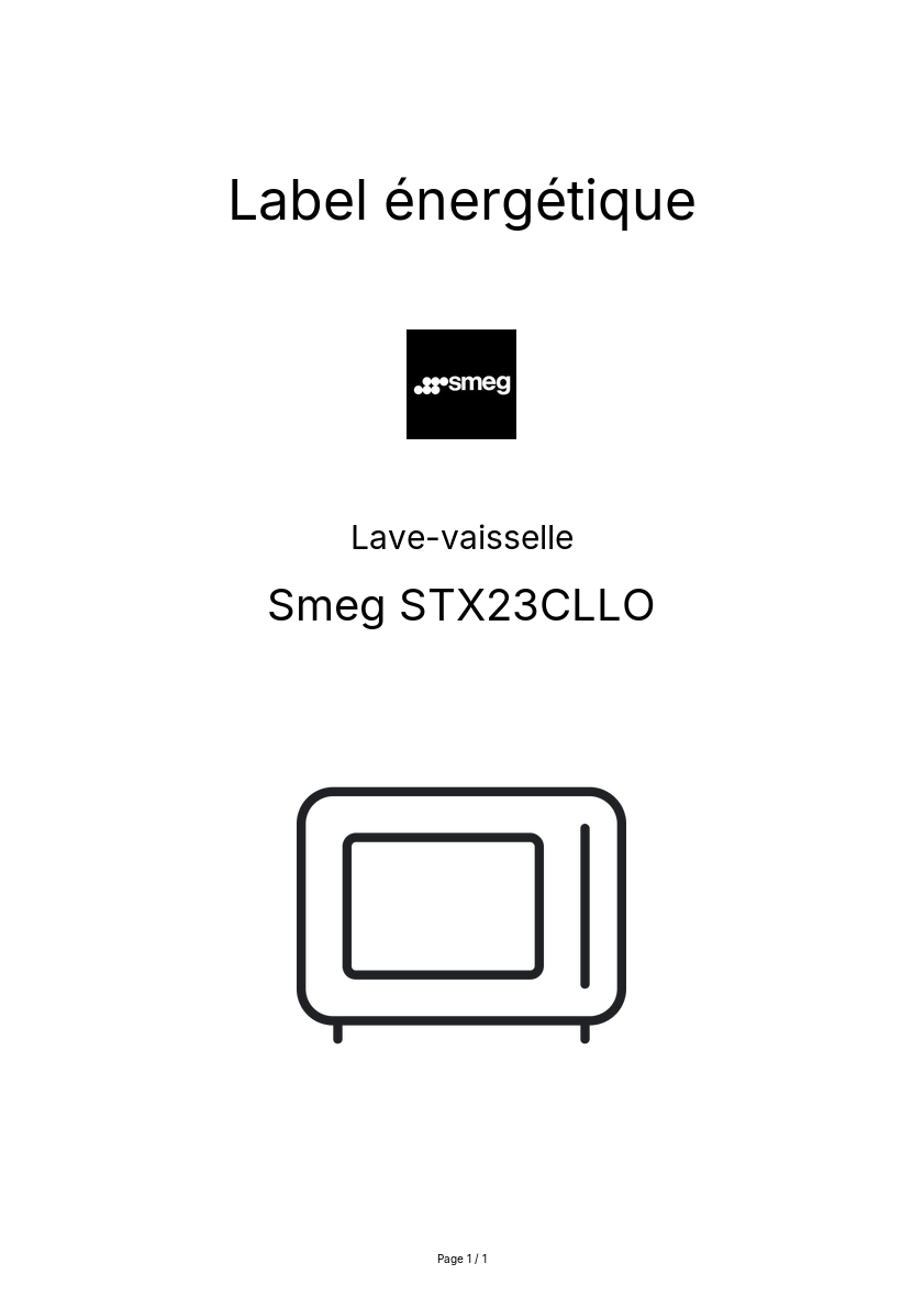 Page n°1 - Label énergétique Smeg STX23CLLO