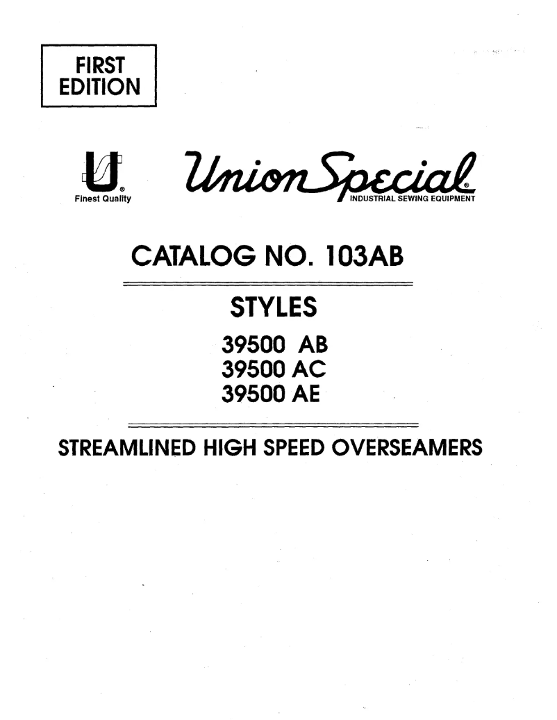 Page n°1 - Manuel utilisateur Union Special 39500AB