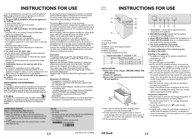 Page 1 de la notice Manuel utilisateur Whirlpool AFG 5167-C WP