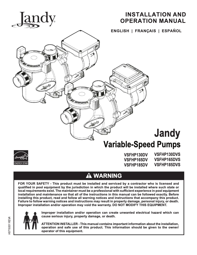 Page n°1 - Manuel utilisateur JANDY VSFHP130DV