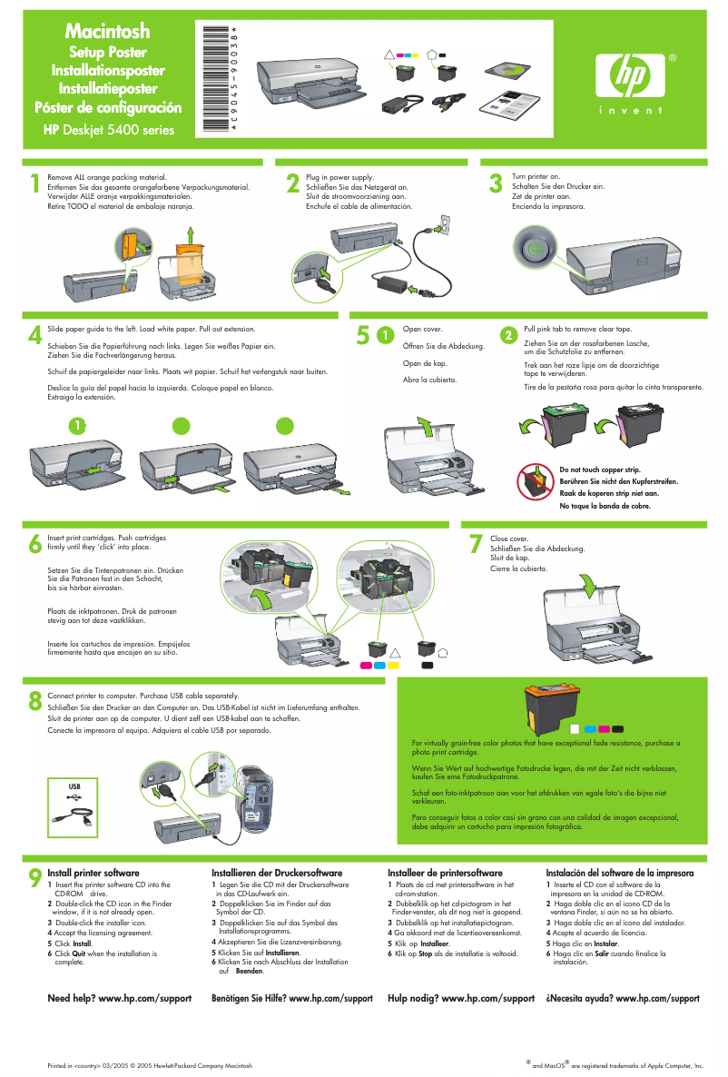 Page n°1 - Guide d'installation HP Deskjet 5440