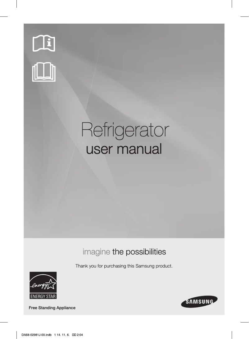 Page 1 de la notice Manuel utilisateur Samsung RH25H5611
