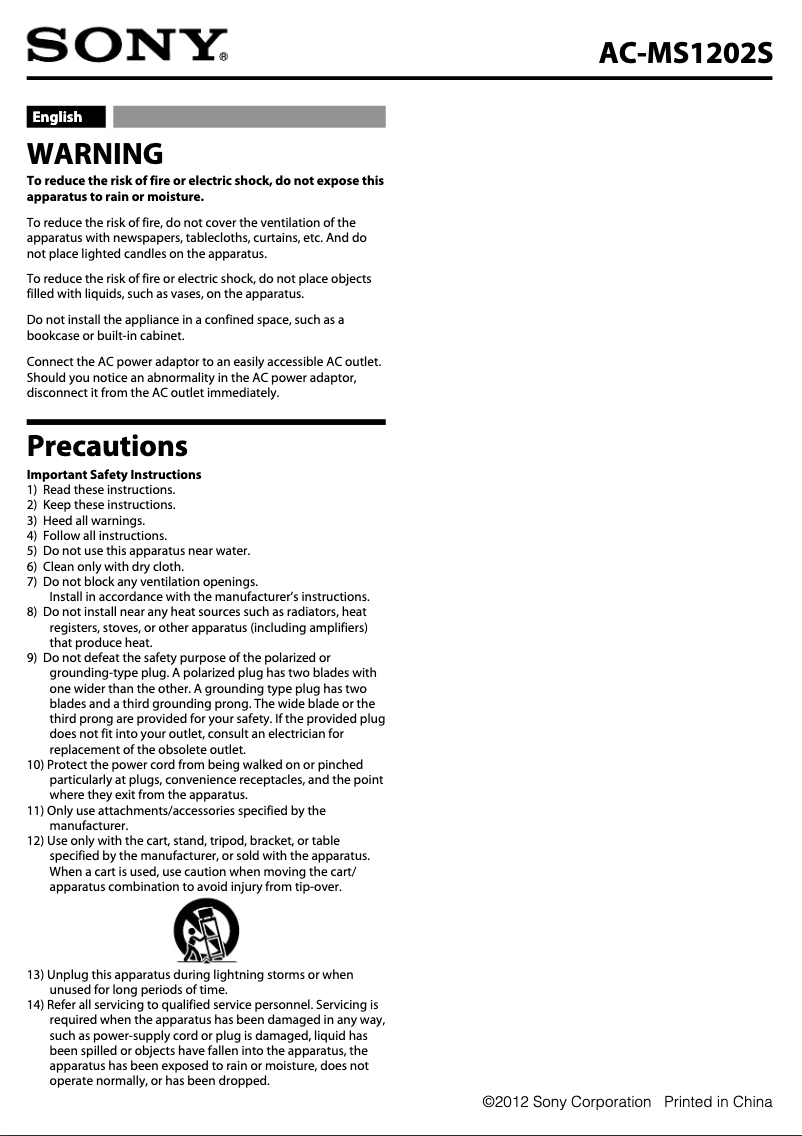 Page 1 de la notice Manuel utilisateur Sony MDR-IF245