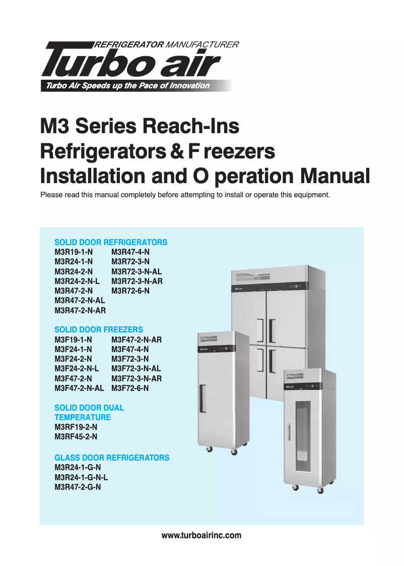 Page n°1 - Guide d'installation Turbo air M3R72-6
