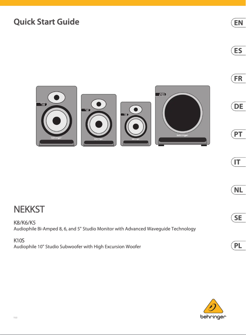 Page 1 de la notice Guide de démarrage rapide Behringer NEKKST K10S