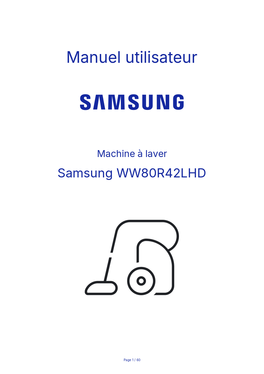 Page n°1 - Manuel utilisateur Samsung WW80R42LHD