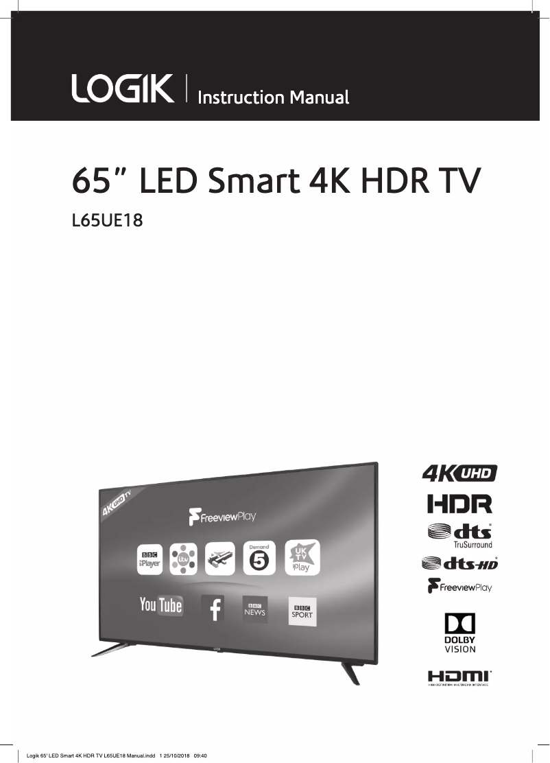 Page 1 de la notice Manuel utilisateur Logik L65UE18