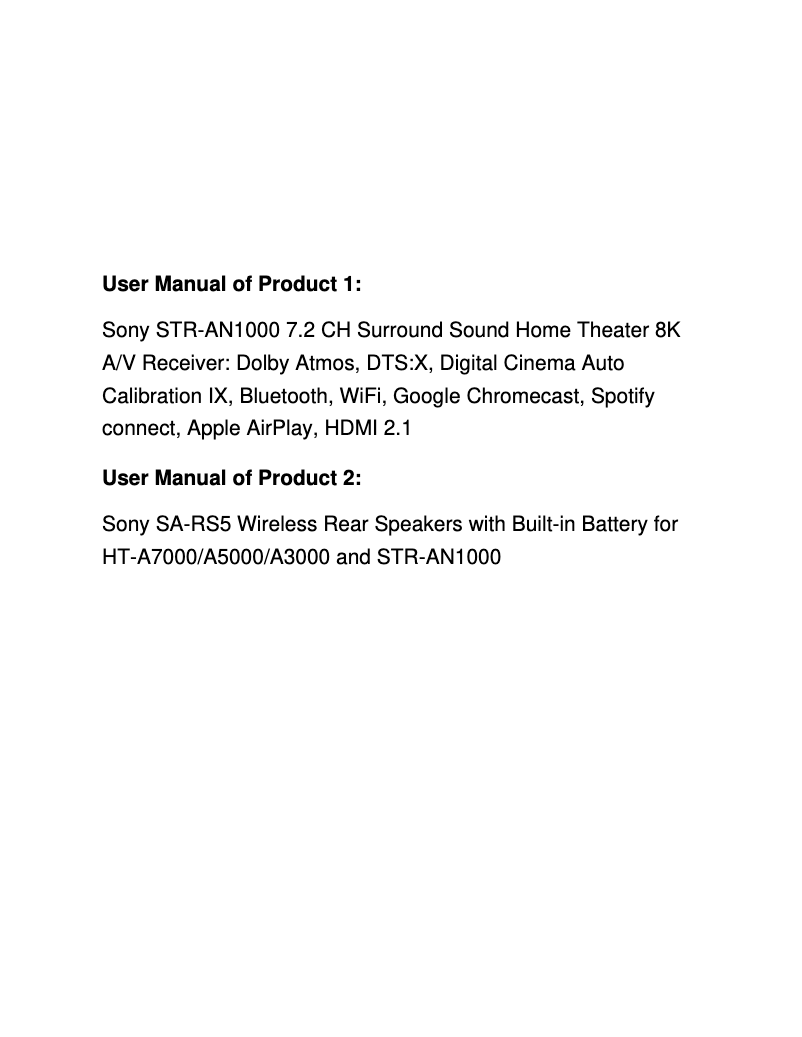 Página 1 del manual Manual de usuario Sony STR-AN1000