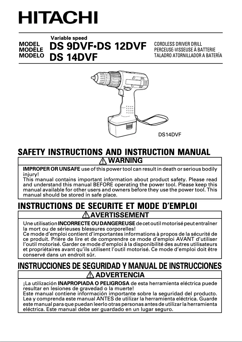 Page 1 de la notice Manuel utilisateur Hitachi DS 9DVF