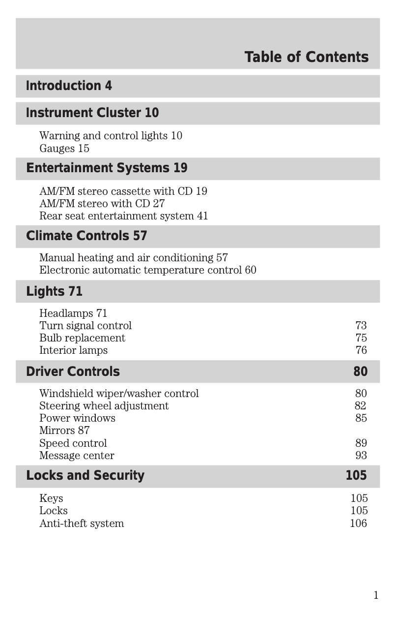 Page n°1 - Manuel utilisateur Ford Excursion (2003)