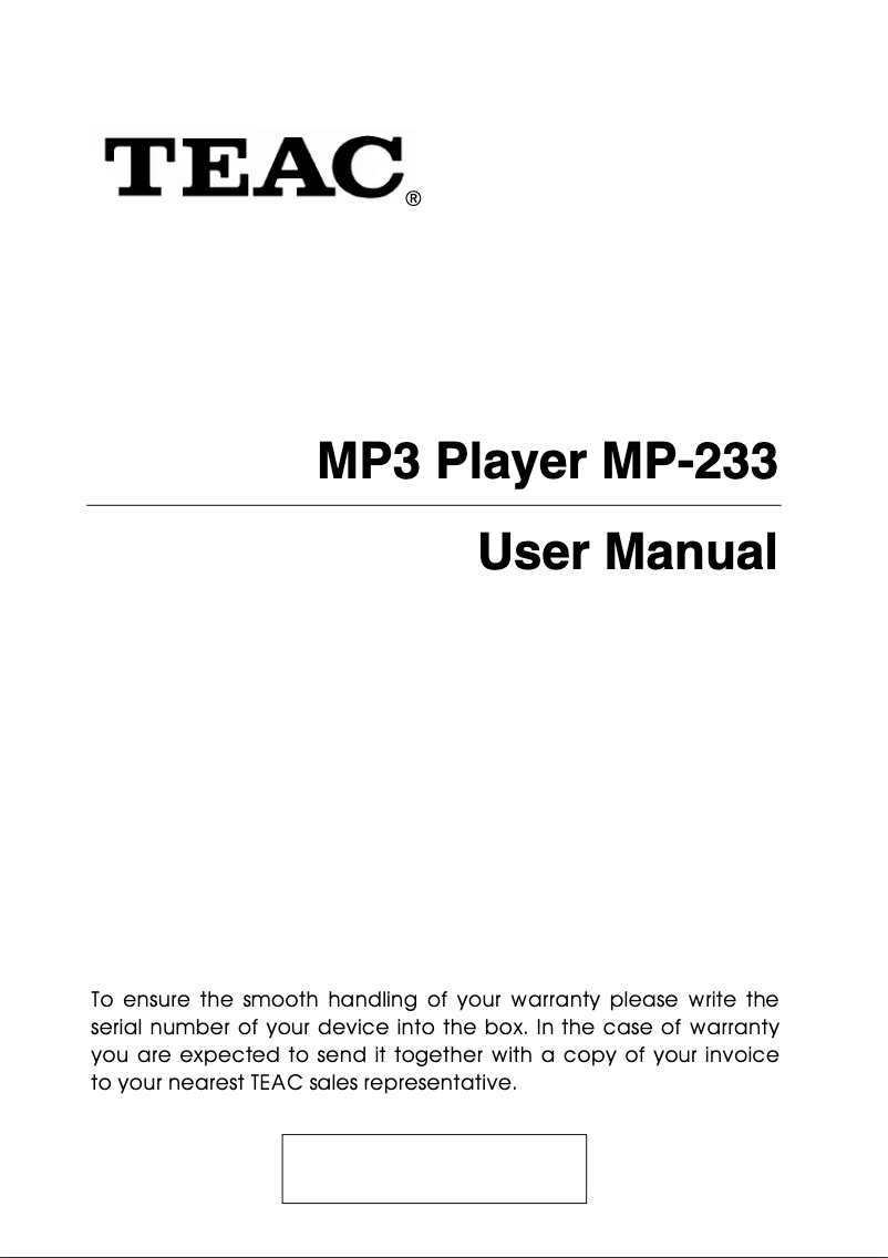 Image de la première page du manuel de l'appareil MP-233
