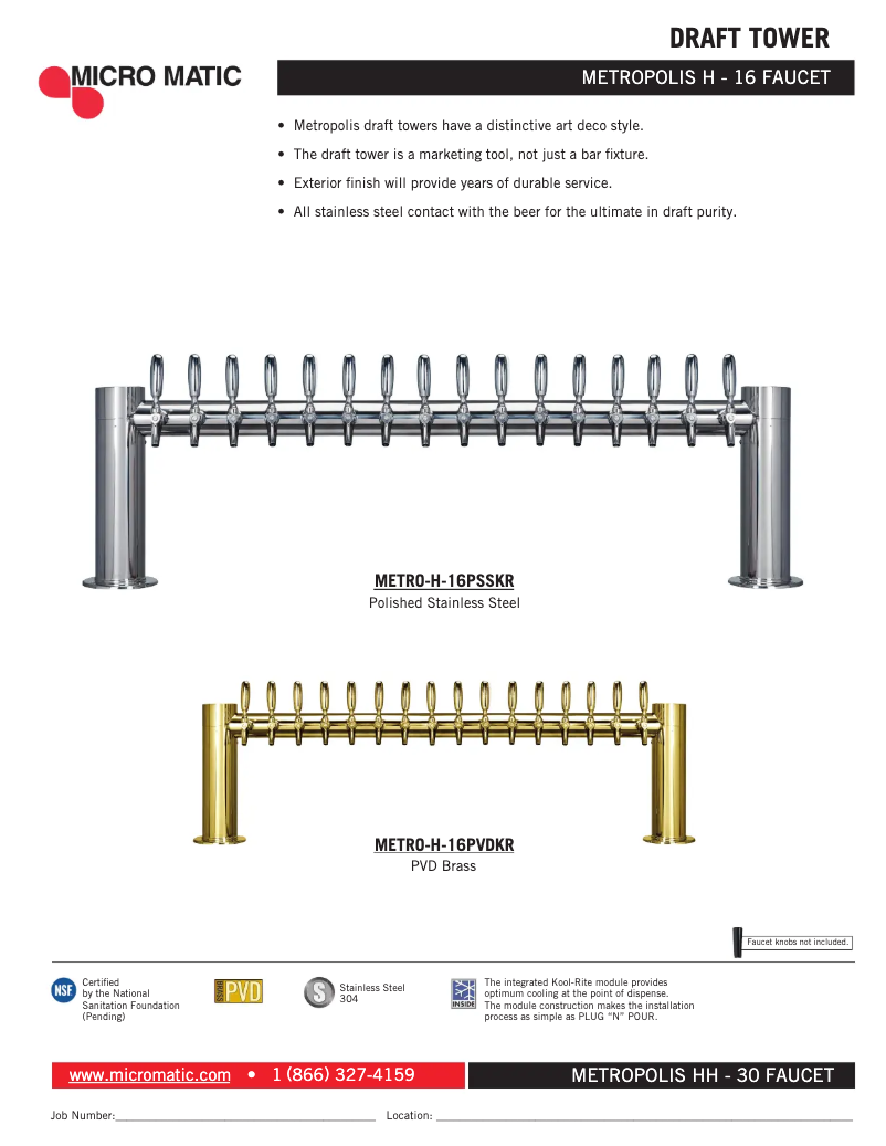 Page 1 de la notice Manuel utilisateur Micro Matic METRO-H-16PSSKR