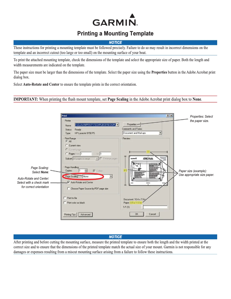 Page 1 de la notice Instructions / montage Garmin GPSMAP 8015 MFD