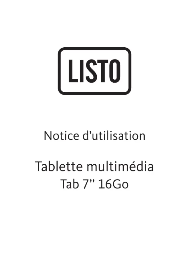 Page 1 de la notice Manuel utilisateur Listo Tab 7
