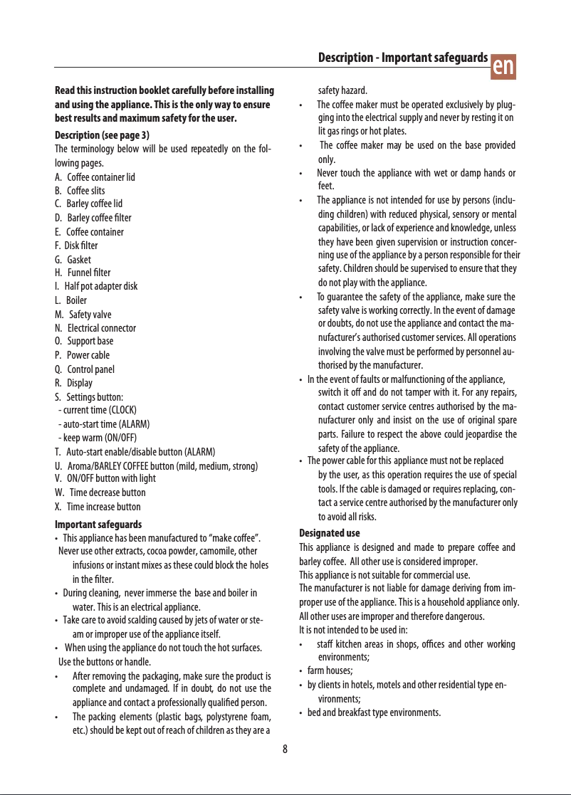 Page n°1 - Manuel utilisateur DeLonghi EMKP 42.B