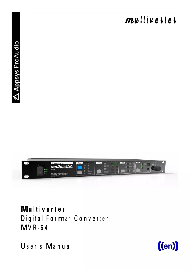 Image de la première page du manuel de l'appareil MVR-64