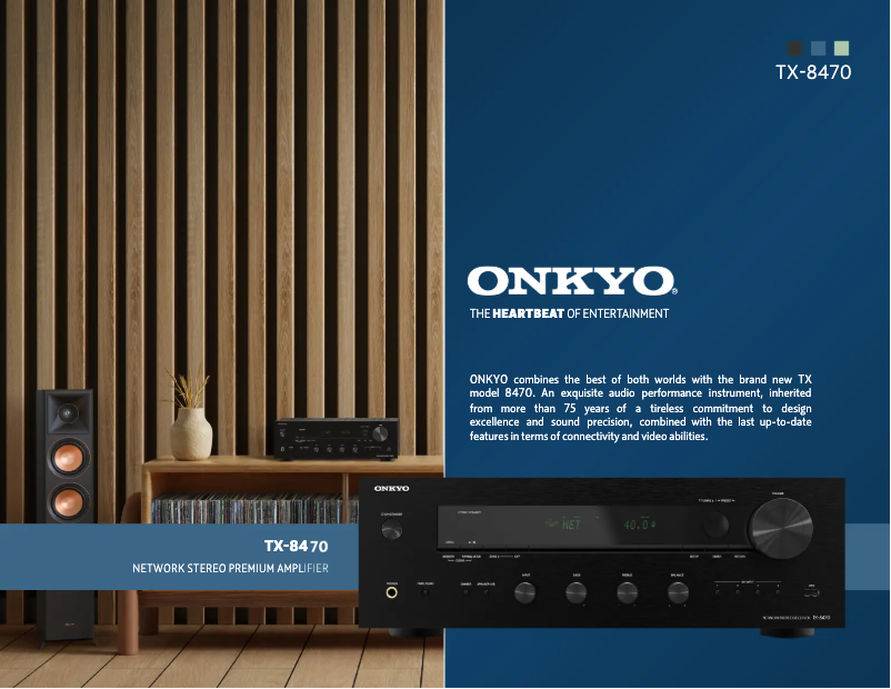 Página 1 del manual Ficha técnica Onkyo TX-8470