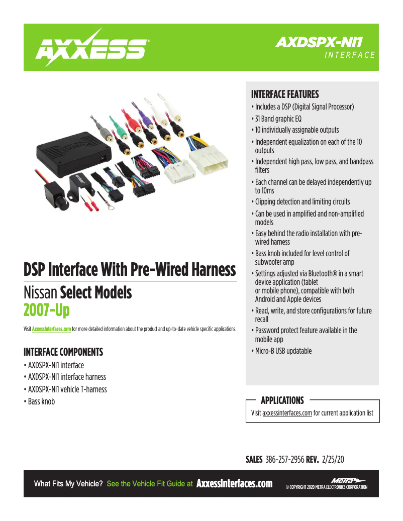 Page 1 de la notice Fiche technique AXESS AXDSPX-NI1