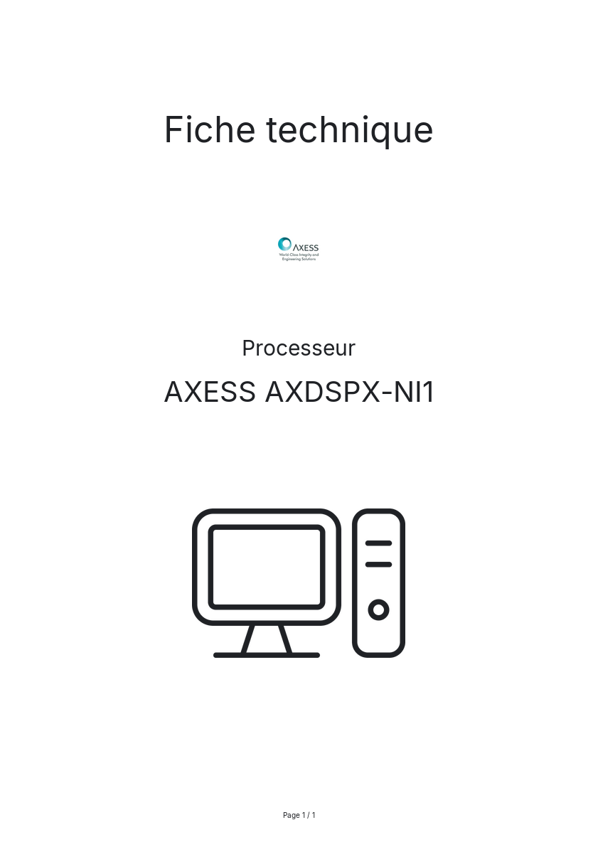 Image de la première page du manuel de l'appareil AXDSPX-NI1