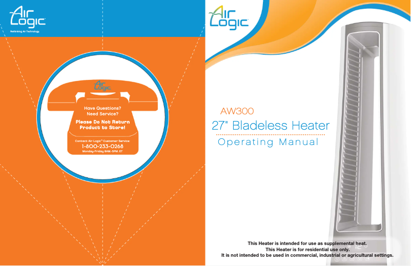 Page 1 of the manual User Manual Lasko AW300