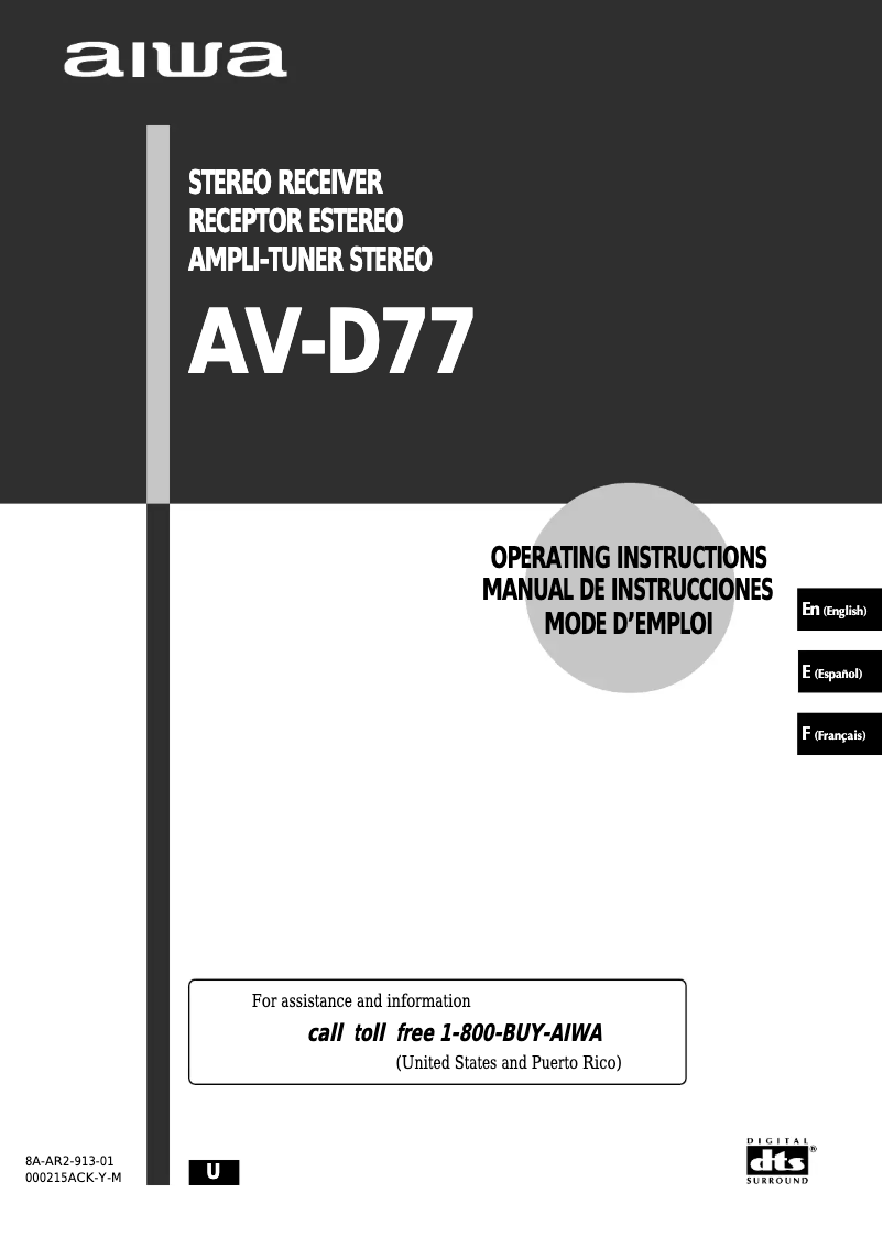 Page n°1 - Manuel utilisateur Aiwa AV-D77