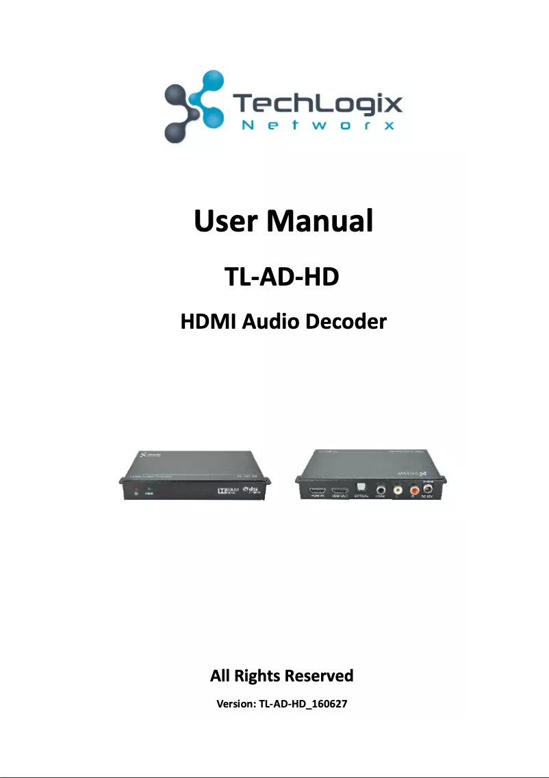 Page n°1 - Manuel utilisateur TechLogix Networx TL-AD-HD