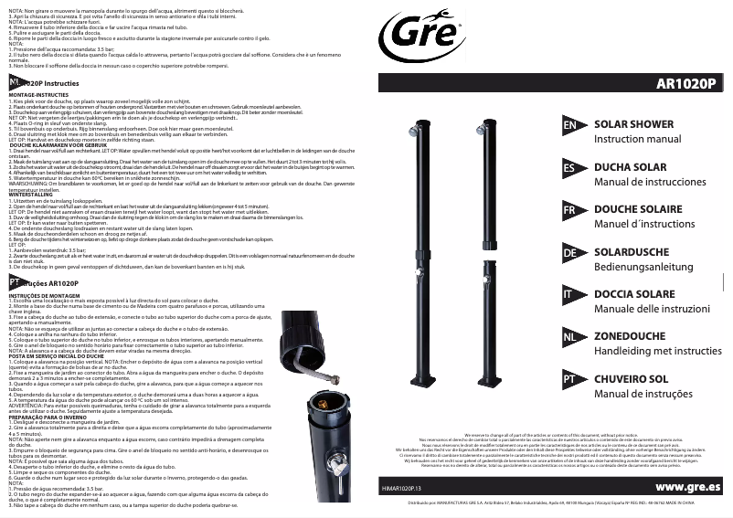 Image de la première page du manuel de l'appareil AR1020P