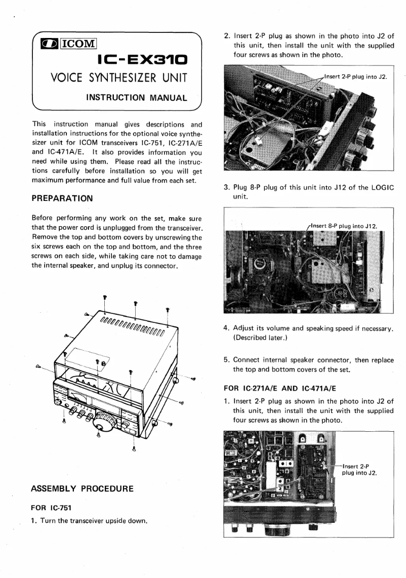 Page n°1 - Manuel utilisateur ICOM IC-EX310