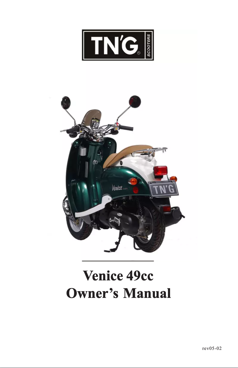 Page n°1 - Manuel utilisateur TN'G Venice 49cc
