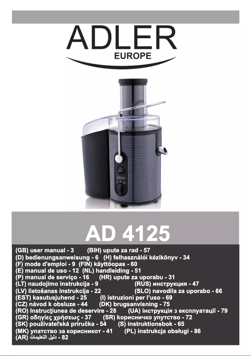 Image de la première page du manuel de l'appareil AD 4125