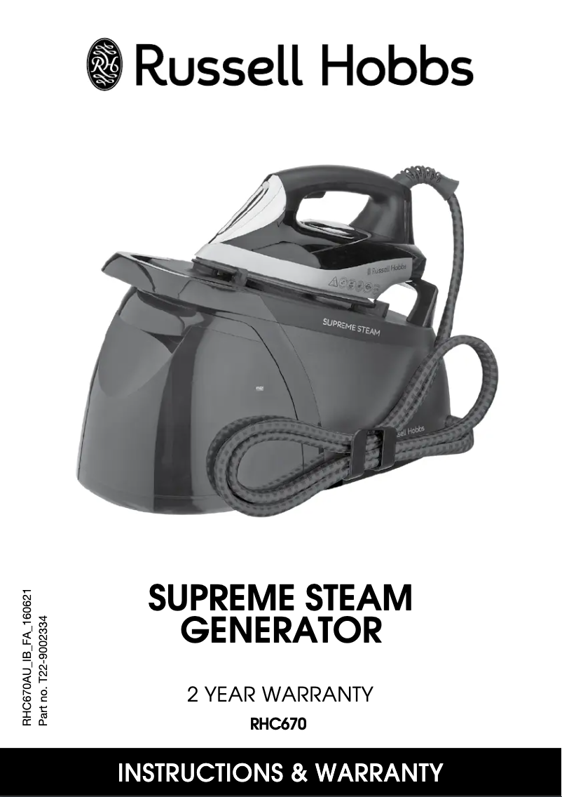 Page n°1 - Manuel utilisateur Russell Hobbs Supreme Steam RHC670