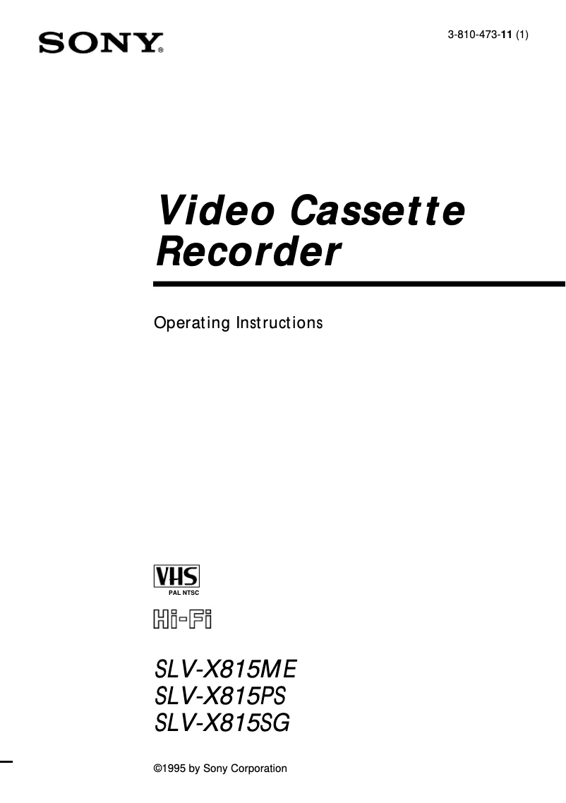 Image de la première page du manuel de l'appareil SLV-X815ME