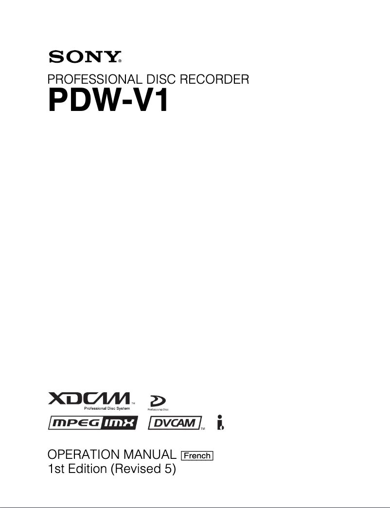 Page n°1 - Manuel utilisateur Sony PDW-V1