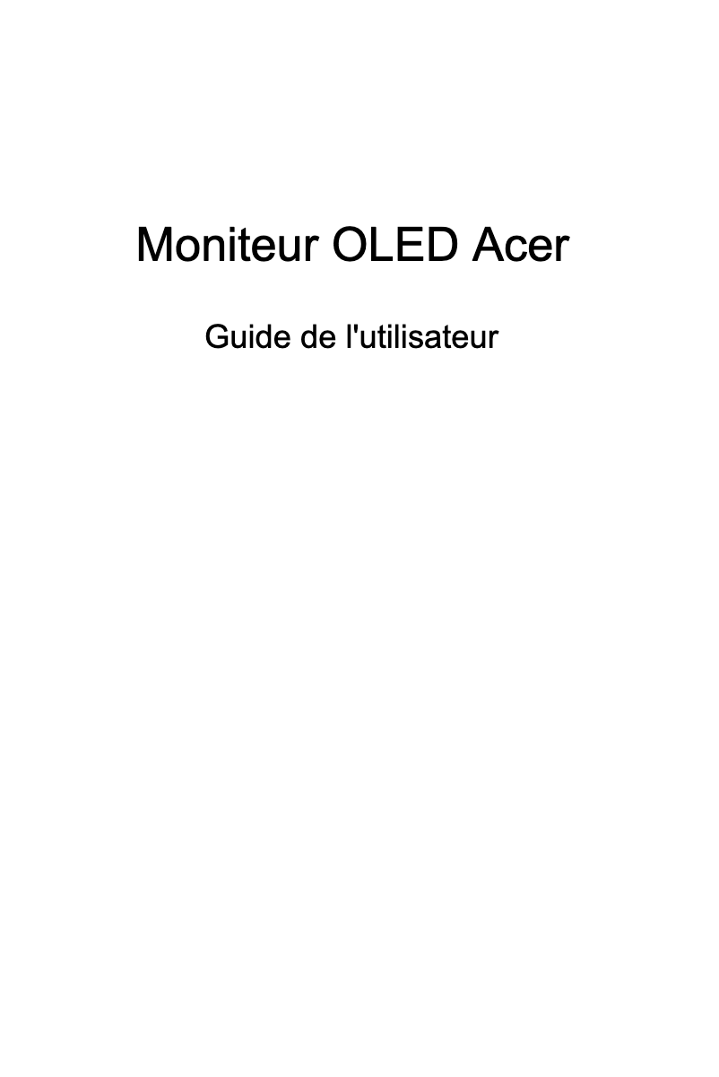 Page 1 de la notice Manuel utilisateur Acer PM168QKT