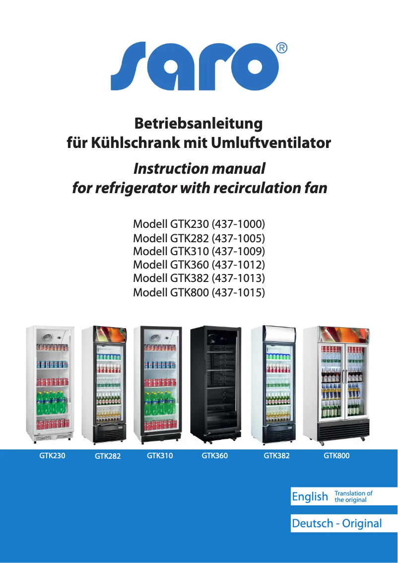 Page n°1 - Manuel utilisateur Saro GTK 800