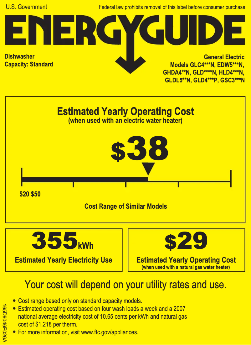 Page 1 of the manual Energy Label GE GLD6760NSS