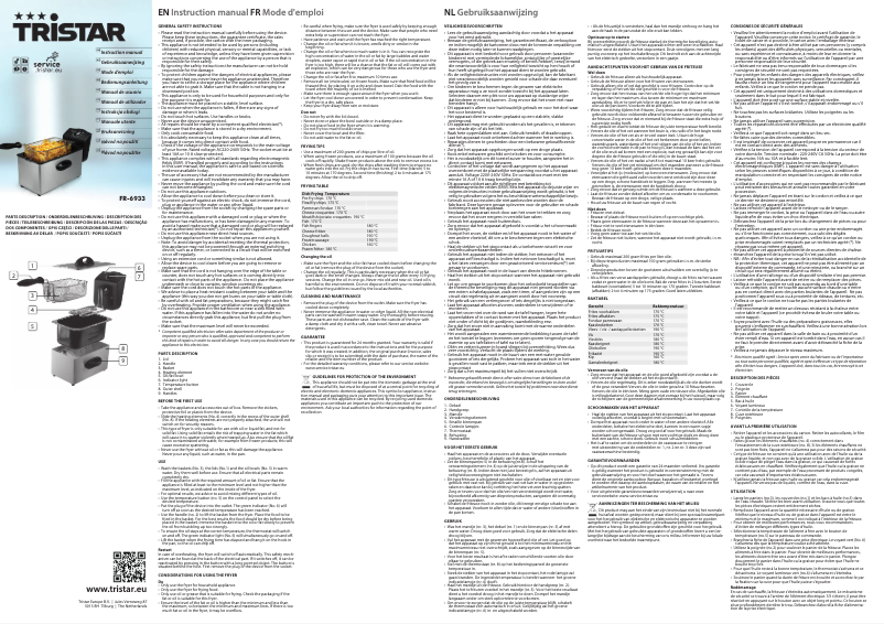 Page 1 de la notice Manuel utilisateur TriStar FR-6933