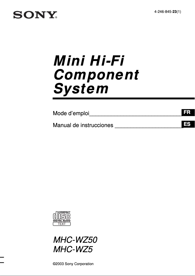 Page n°1 - Manuel utilisateur Sony MHC-WZ50
