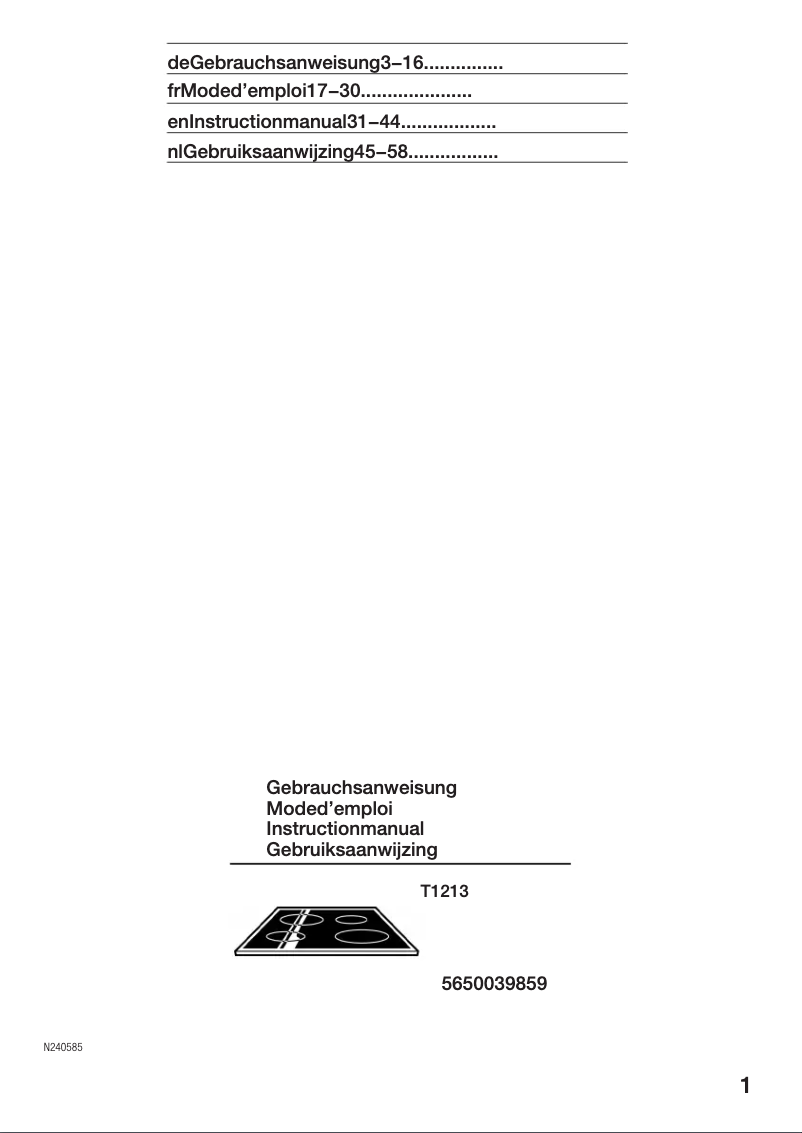 Page 1 de la notice Manuel utilisateur Neff T1213N0