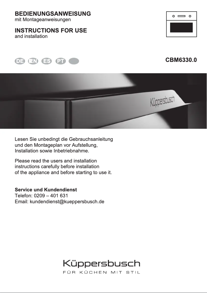 Page n°1 - Manuel utilisateur Küppersbusch CBD6550.0S