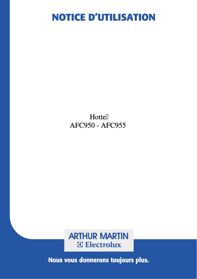 Page 1 de la notice Manuel utilisateur Arthur Martin-Electrolux AFC650N