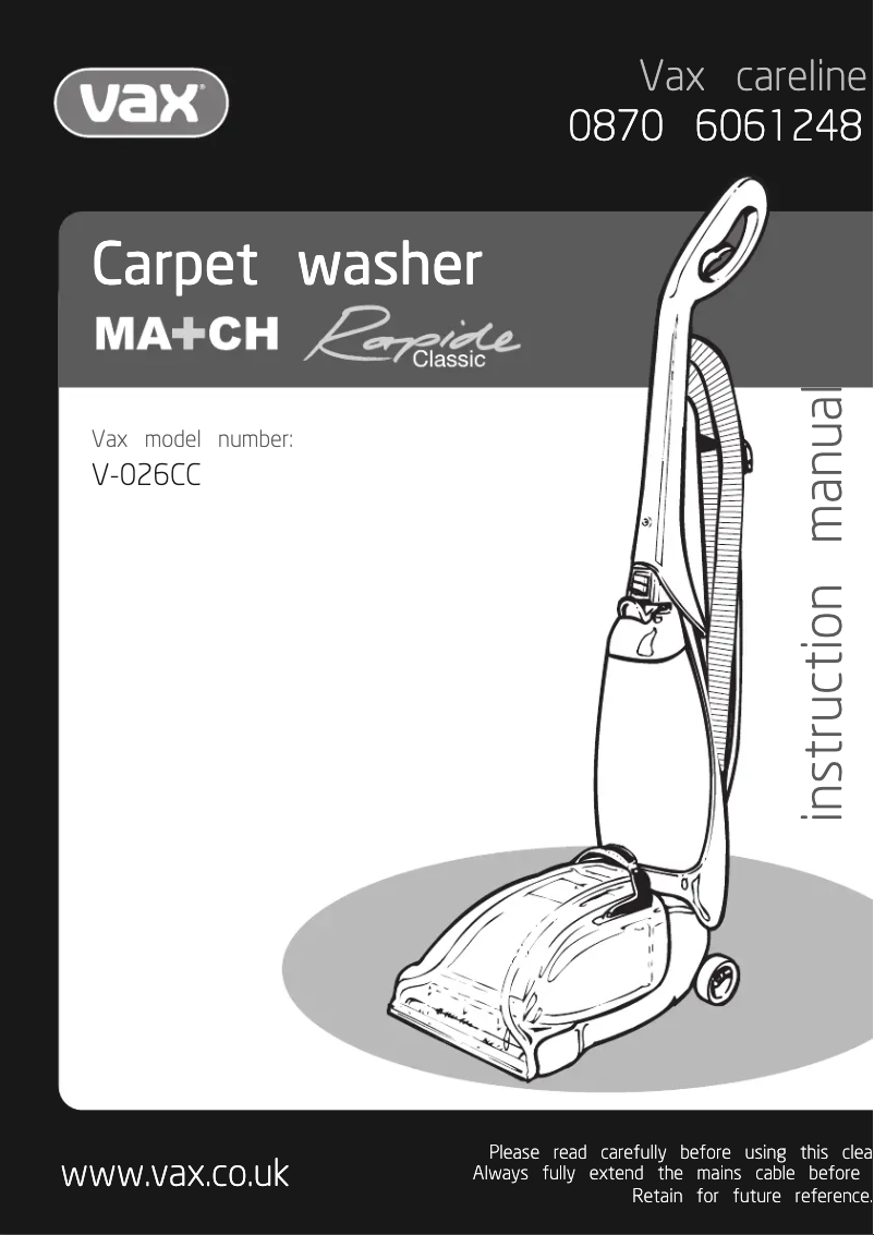 Image de la première page du manuel de l'appareil Match Rapide Classic V-026CC