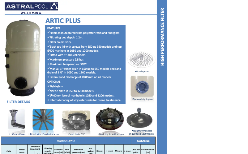 Page 1 de la notice Manuel utilisateur AstralPool Artic Plus
