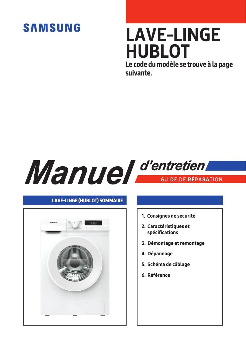 Image de la première page du manuel de l'appareil WW80T304MBW