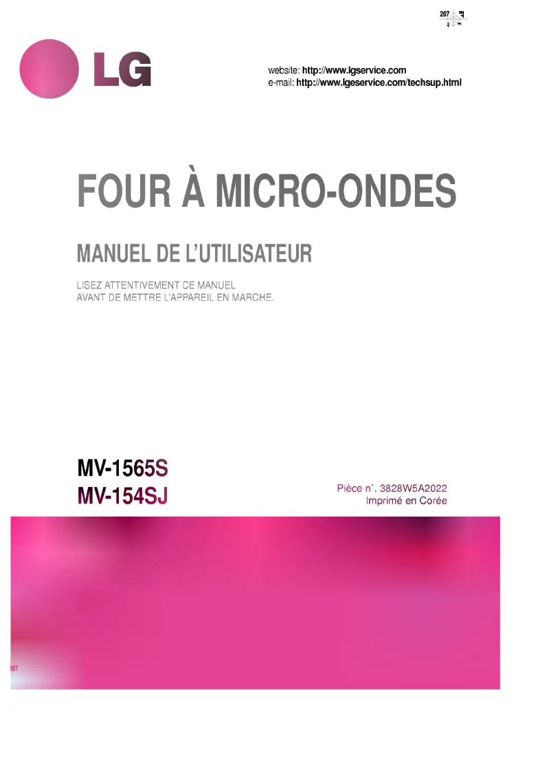 Page n°1 - Manuel utilisateur LG MV-154SJ