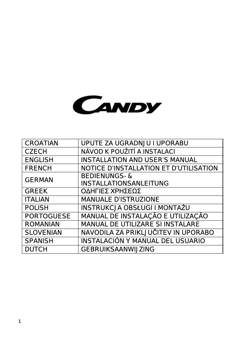 Page n°1 - Manuel utilisateur Candy CMB650