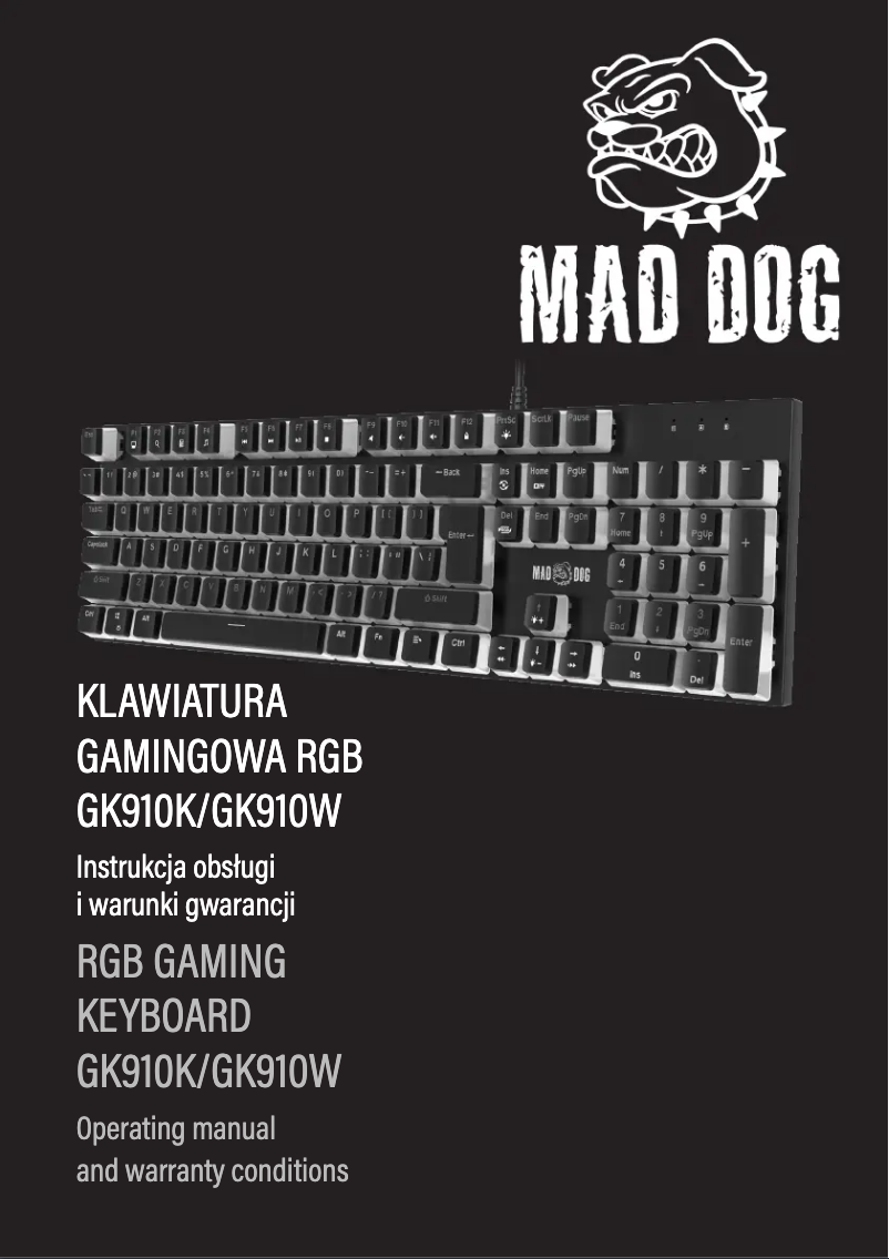 Page 1 de la notice Manuel utilisateur Mad Dog GK910K