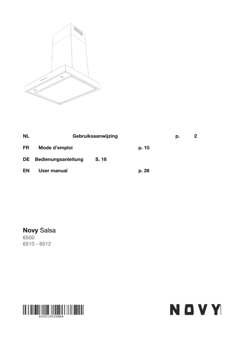 Page 1 de la notice Manuel utilisateur Novy Salsa 6512